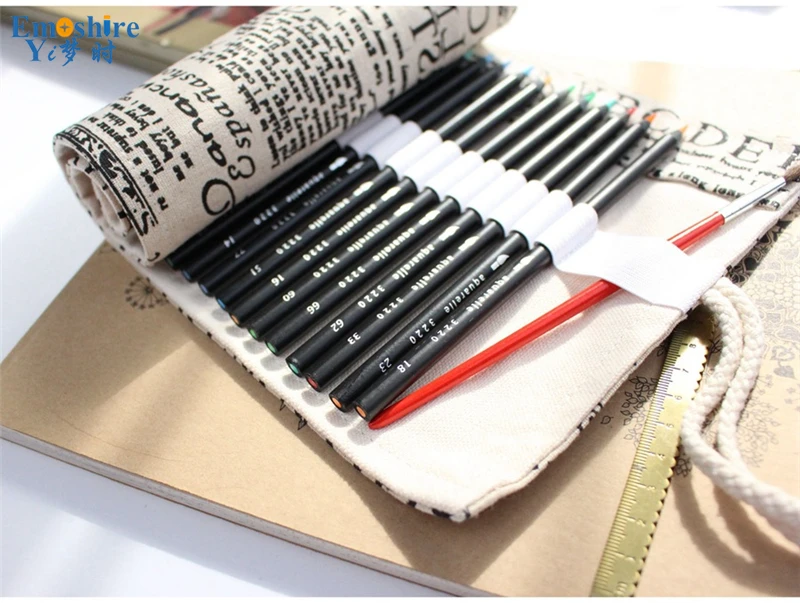 Emoshire Cotton canvas large capacity hand pencil pencil pens students pencils men and women pencil pencil bag (3)