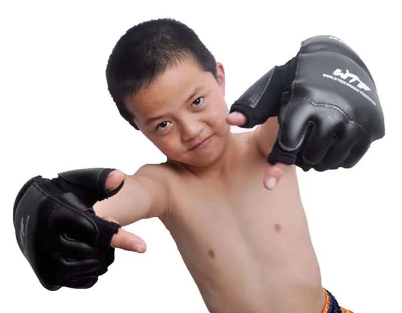 Crianças adulto metade dedo luvas de boxe