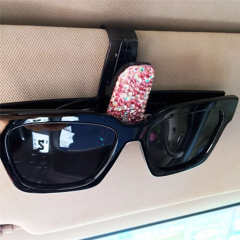 

Diamond Auto Fastener Cip RhinestoneCar Eyeglasses Clip Ticket Card Clamp Car VehiGlasses Cases Car Sun Visor Sunglasses Holder