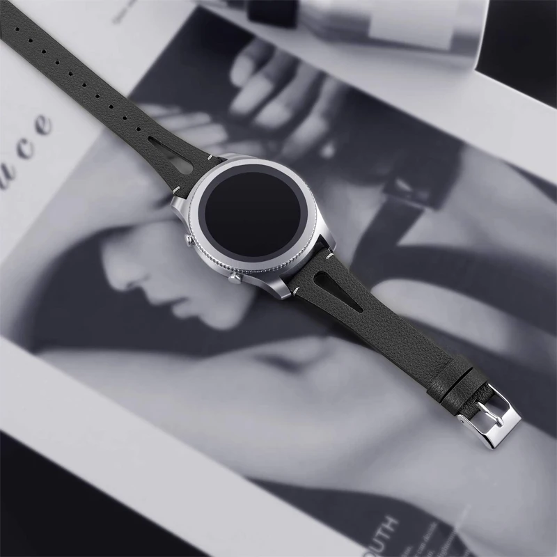 Ремешок из натуральной кожи для Samsung galaxy watch 46 мм S3 frontier huawei gt ремешок смарт часов