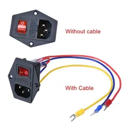 Prise de courant alternatif pour imprimantes 3D, 1, 2 ou 3 pièces, 10 A, 250 V, interrupteur d'alimentation, prise de module fusionnée, commutateur à triple bascule rouge pour pièces d'imprimante 3D, 