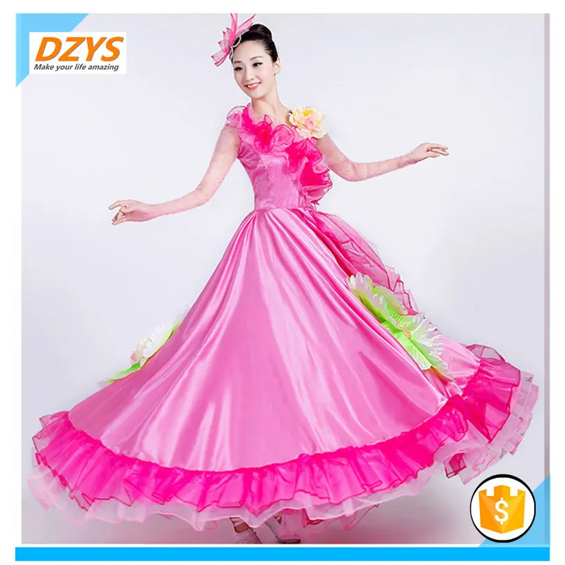 2018 new opening long-sleeved high-density pearl yarn petal dance skirt09