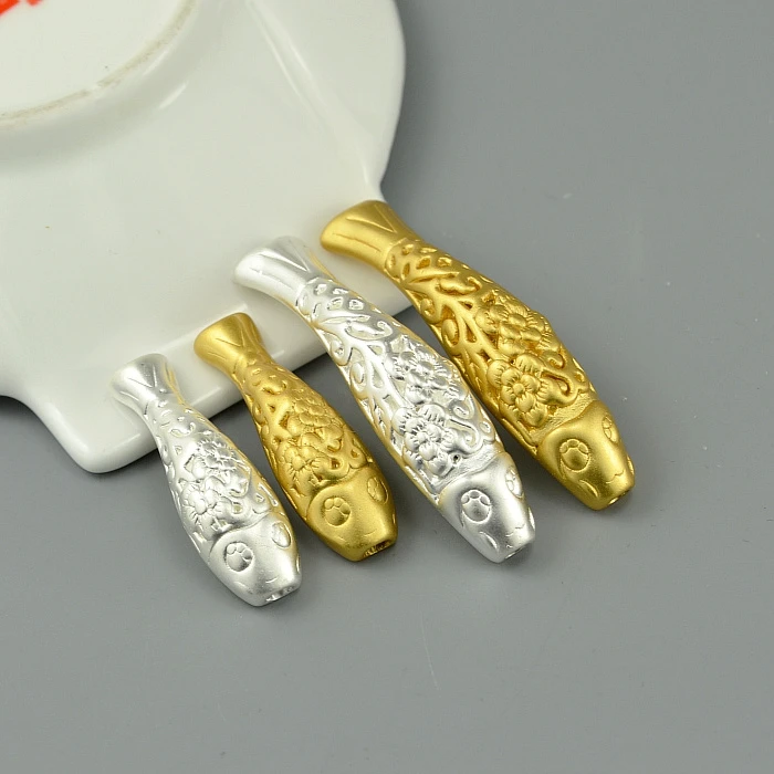 

100% 3D 999 Silver Fish Beads Pure Silver Lucky Fish Loose Beads Fish Tube Beads DIY jewelry Accessories