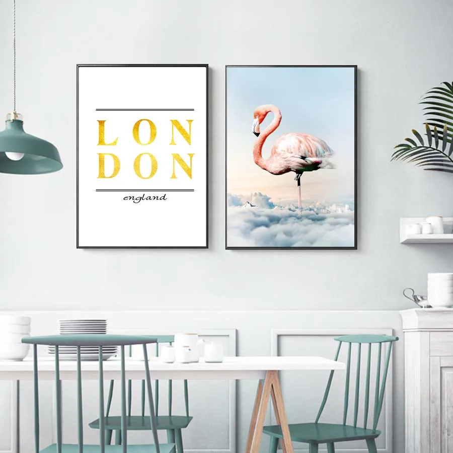 Pink Flamingo Flowers Posters Prints Flowers Quote Canvas Painting On The Wall For Living Room Home Decora Beautiful Colored Art (5)