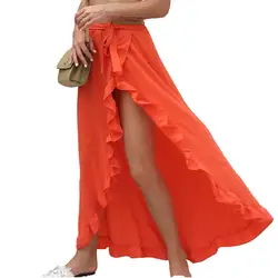 Для женщин летние лотоса шнуровку юбка Для женщин пикантные Новый стиль нерегулярные юбки Разделение Праздник моды пляжная юбка 2018 в