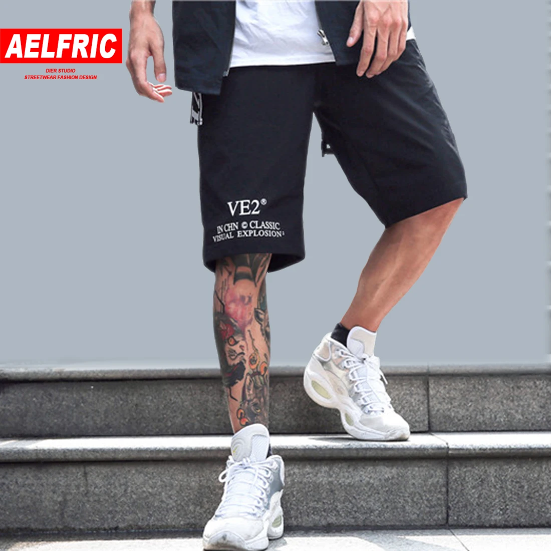 AELFRIC модные дизайнерские мужские шорты со съемным карманом летние Harajuku Хип Хоп повседневные мужские шорты до колен для бега