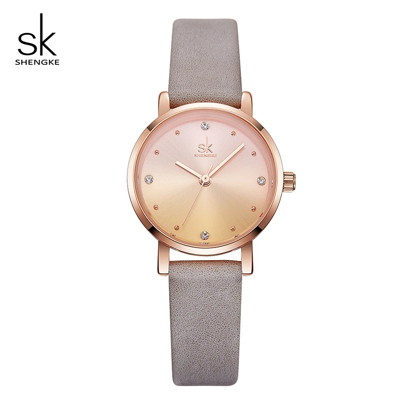 Shengke креативные цветные кожаные часы для женщин женские кварцевые часы Relogio Feminino SK женские наручные часы Montre Femme# K8029 - Цвет: Gray