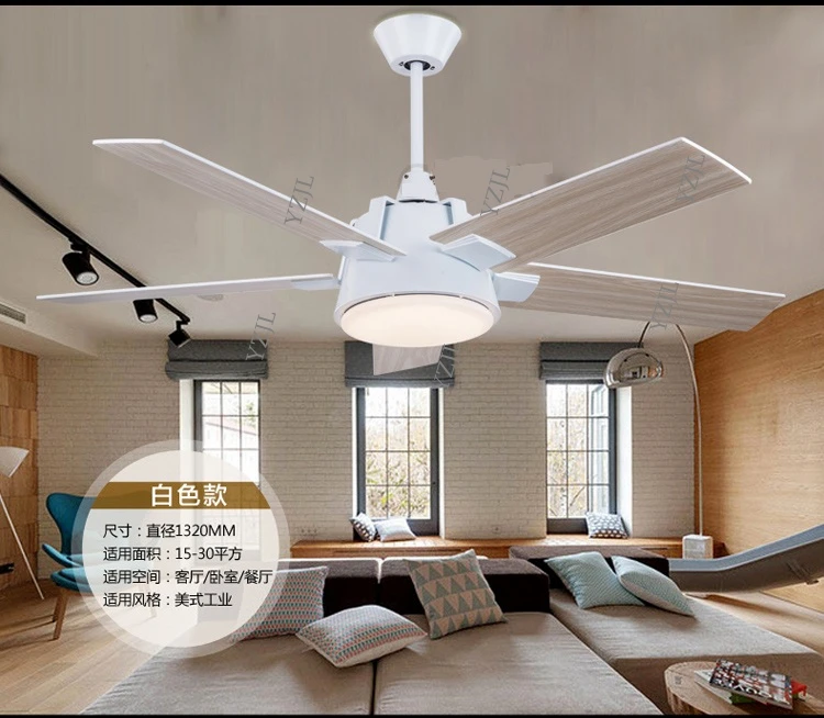 

Industrial mute 52inch fan chandelier fan light living room dining room chandelier LED lights chandelier fan lights controller