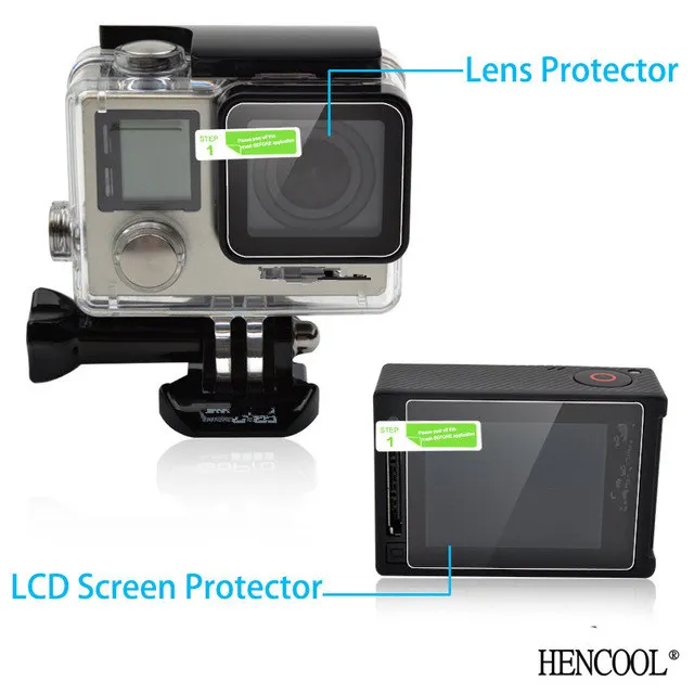 

Screen Protector Ultra Clear LCD + Camera Housing Glass Lens Protector Film for GoPro HERO 4 Silver Camera Go pro Accessories