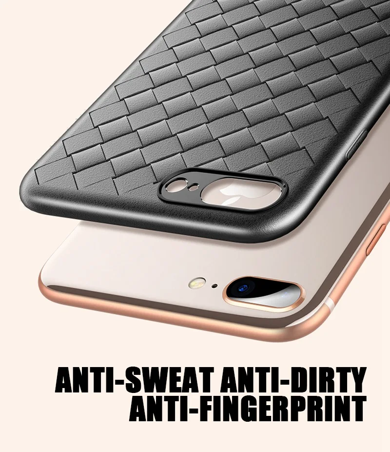 Artisome Soft Silicone Case For Apple iPhone 7 8 Plus Case For iPhone X 10 6 6s 7 8 Case 360 Protect Shell Grid Woven Cover (7)