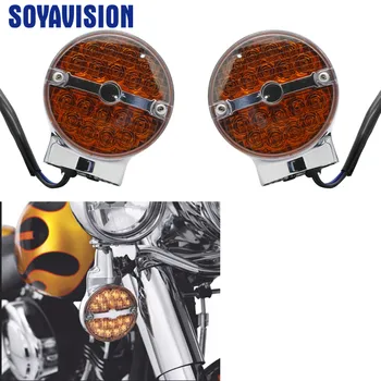

Motorcycle Round LED Turn Signal Indicator Light Lamp For Harley Touring 2001-2013 FLSTC 2001-2017