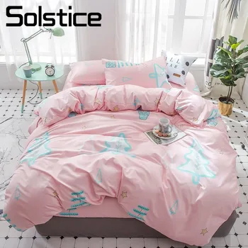 

Solstice Home Textile Kid Child Teenage Girls Bedding Set Cartoon Tree Pink Duvet Cover Pillowcase Flat Sheets Queen Twin Single