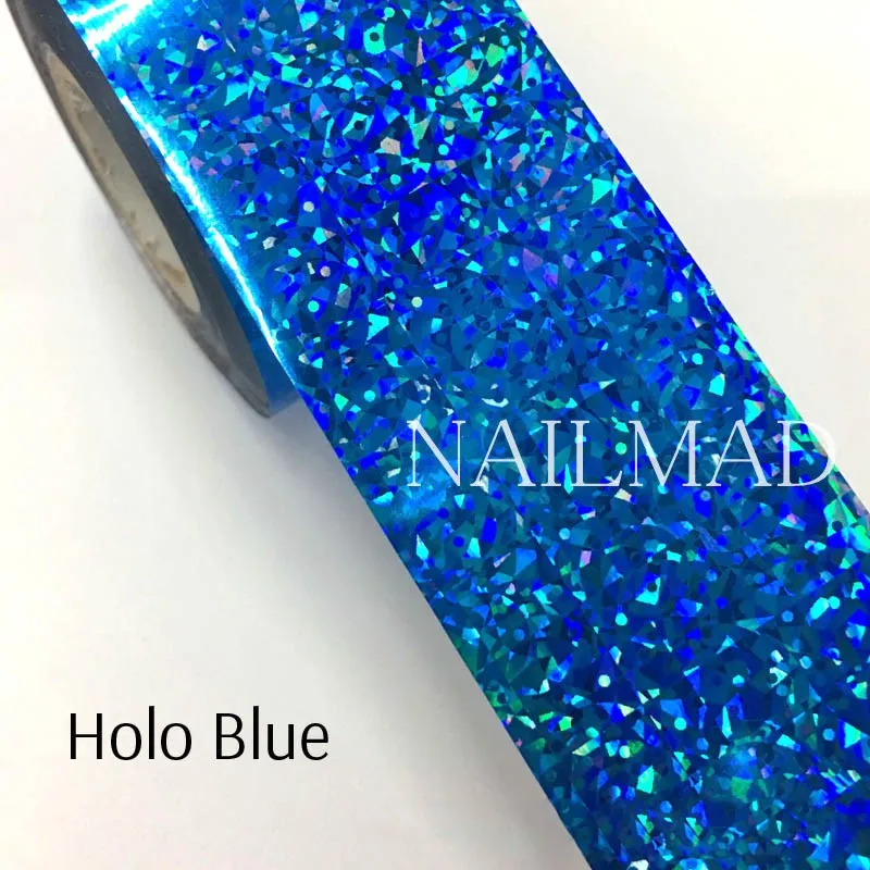 1 рулон 120 м* 4 см голографическая пленка для переноса ногтей лазерные серебряные наклейки для дизайна ногтей Фольга голографическая бумага для переноса - Цвет: Holo Blue