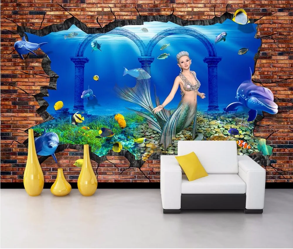3D Underwater World Mermaid Wall Murals Wallpaper Murals Wall Sticker Wall 247 