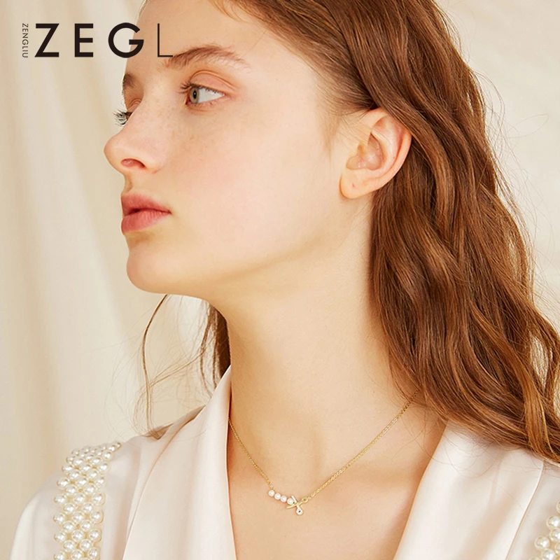 

ZEGL personalized necklace clavicle chain scissors necklace neck chain necklace women