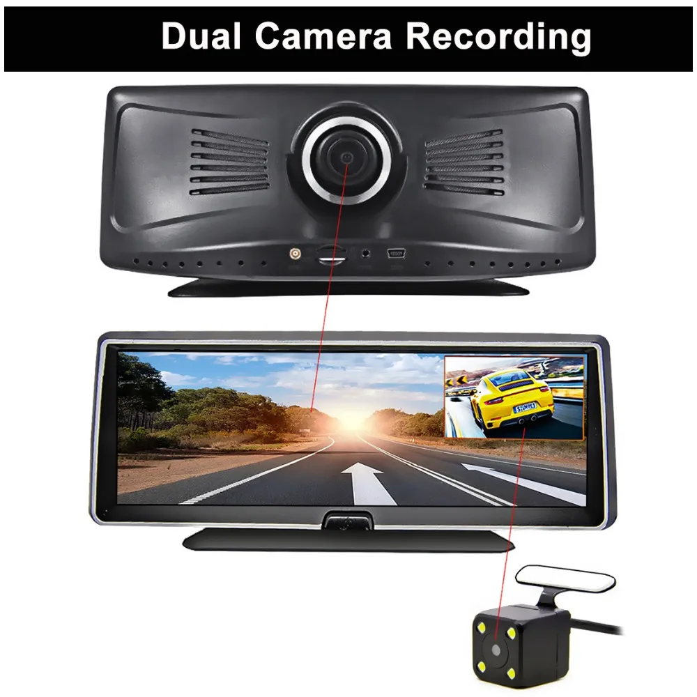 Bluavido 4G android dvr 8 inch screen car camera gps navigation Full HD 1080P dash cam video registrator recorder remote monitor