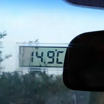 

Electronic LCD Vehicle-mounted Tester Osculum Type Digital Thermometer Window Celsius Fahrenheit Car Thermometer Digital Clock