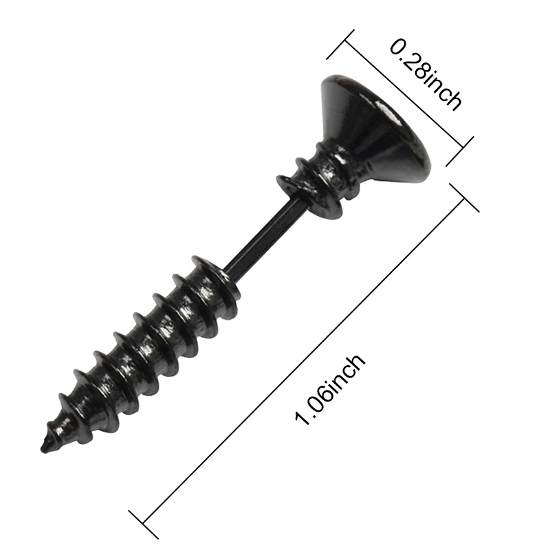 1Pc Small Spiral Black Earring Women Earrings Jewelry Punk Rock Screw Stud Earrings For Men #48360