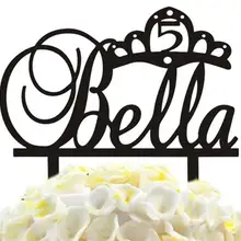 100 шт/партия креативный "Белла" корона дизайн акриловая Свадьба вставленная карта свадебный торт Топпер украшения для торта для вечеринки