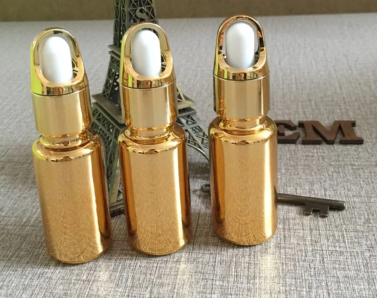 Banhado a Ouro Garrafa de Óleo ml de Vidro Peças Lote ml Alta Temperatura Frasco Conta-gotas Recipiente Essentical Atacado 50 - 15 3 banhado a ouro frasco conta-gotas, recipiente conta-gotas