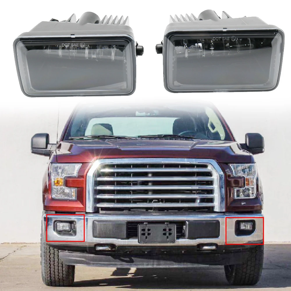 

New Arrival 2pcs Projector LED Fog Light Replacement Clear Lens for 2015 2016 2017 Ford F150 F 150 Black