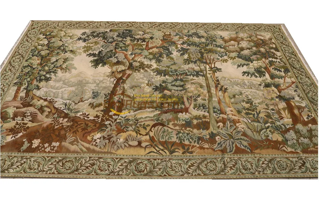 

Aubusson French Style Tapestry Brown Fashionable Circular Household Decoration Mat Woven Tapestry Handbag