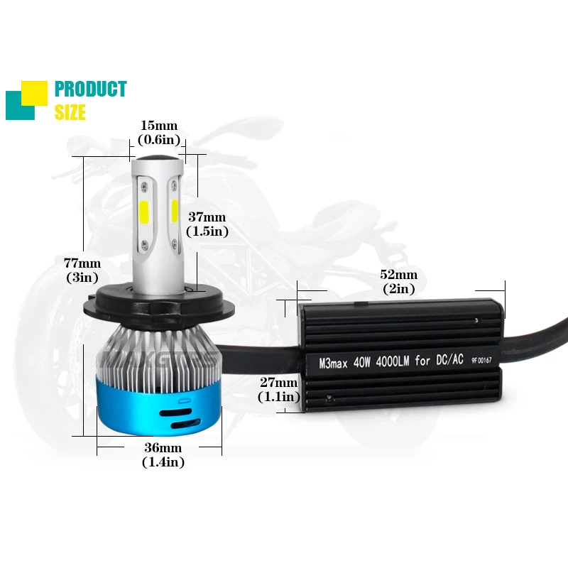 AC DC 8 V-80 V светодиодный H4 фара мотоцикла велосипеда HS1 PH7 PH8 BA20D H6 H4 светодиодный лампа 360 градусов луч IP67 белый 40 Вт 4000Lm