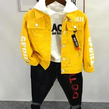 Комплект детской одежды, комплекты одежды для маленьких мальчиков 2-6 лет на весну и осень, джинсовая куртка+ толстовка+ джинсы, комплект из 3 предметов, комплект детской одежды