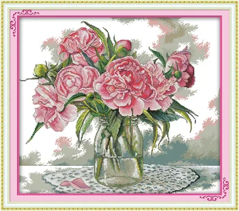 

New arrival Peony 2 DMC Counted Chinese Cross Stitch Kits Printed Cross-Stitch Set Embroidery Needlework