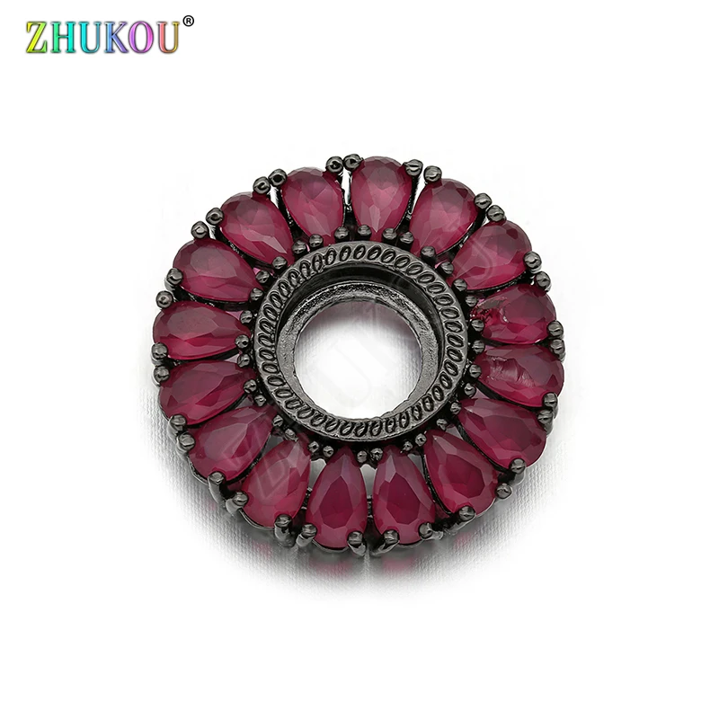 

19*19mm Brass Cubic Zirconia Round shape Flowers Charms Connectors DIY Jewelry Findings Making, Hole:8.0mm Model: VS292