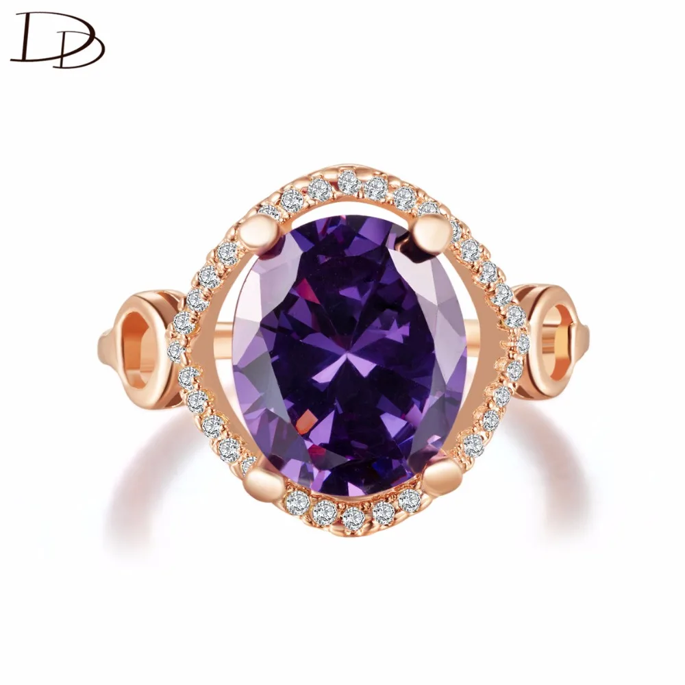 DODO Big Purple Stone Rings For Women Luxurious AAA Zircon Banquet Anel Fashion Rose Gold Color Fine Jewelry Bague Femme Dd183