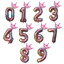 Number Balloons Foil Digit Globos mini Crown Air Figure Balloons Birthday Party Decorations Kids Inflatable Baby Shower Balls 