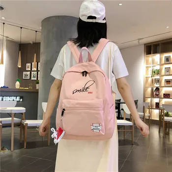 

New Waterproof Nylon Backpack Women Casual Anti Theft Letter School Shoulder Bags for Teenage Girls Big Capacity Travel Bookbag