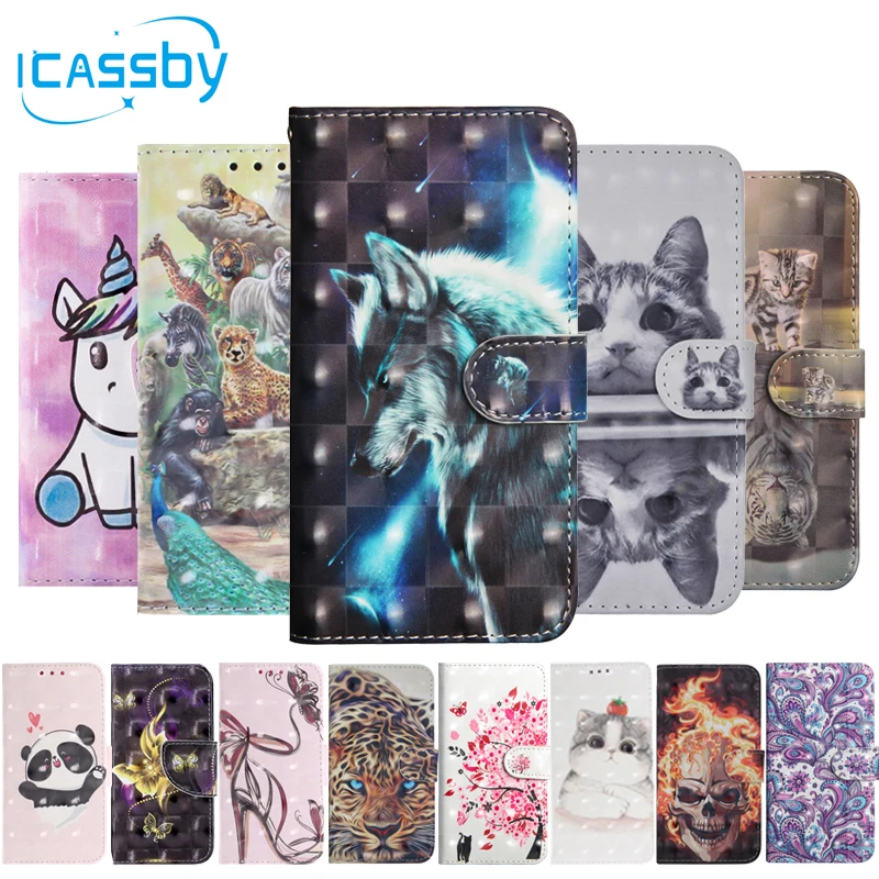 Case for iPhone 7 Case Leather Wallet Phone Cases for iPhone 7 Cover Luxury Unicorn 3D Cat Panda Flip Etui for iPhone 7 Coque