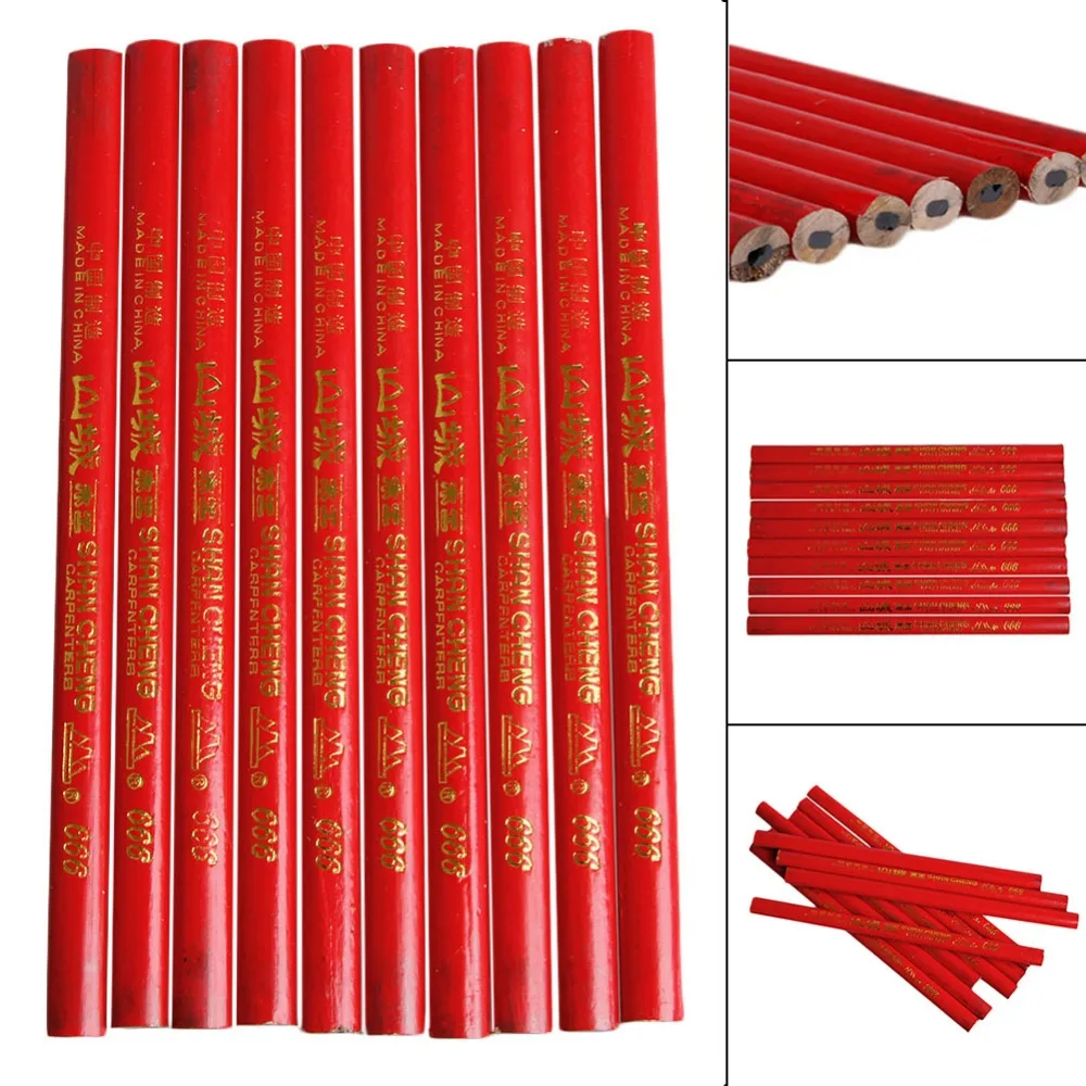 

10x 175mm Carpenters Pencils Black Lead For DIY Builders Joiners Woodworking New