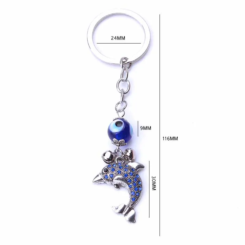 

EVIL EYE new fashion turkey evil eye fish swan dolphin charms keychain For Women Girl Decorative Keychain bag