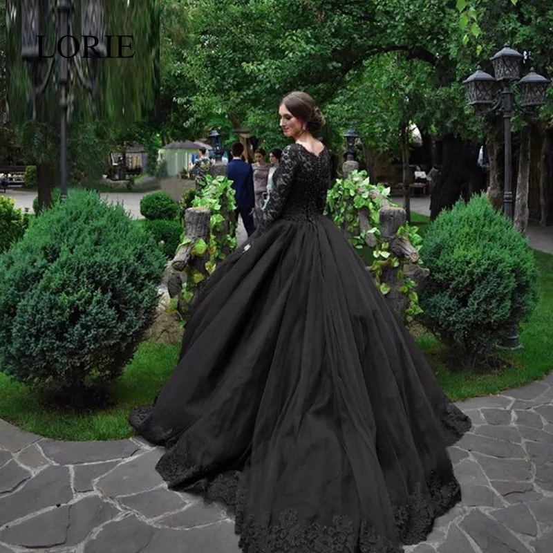 Vintage Nero Gotico Abiti Da Sposa 2020 Maniche Lunghe Perline Pizzo Jewel  Collo di Nuovo 50S Abiti Da Sposa Non Abito Bianco de Mariee|gothic  wedding|black gothic wedding dresseswedding gowns - AliExpress