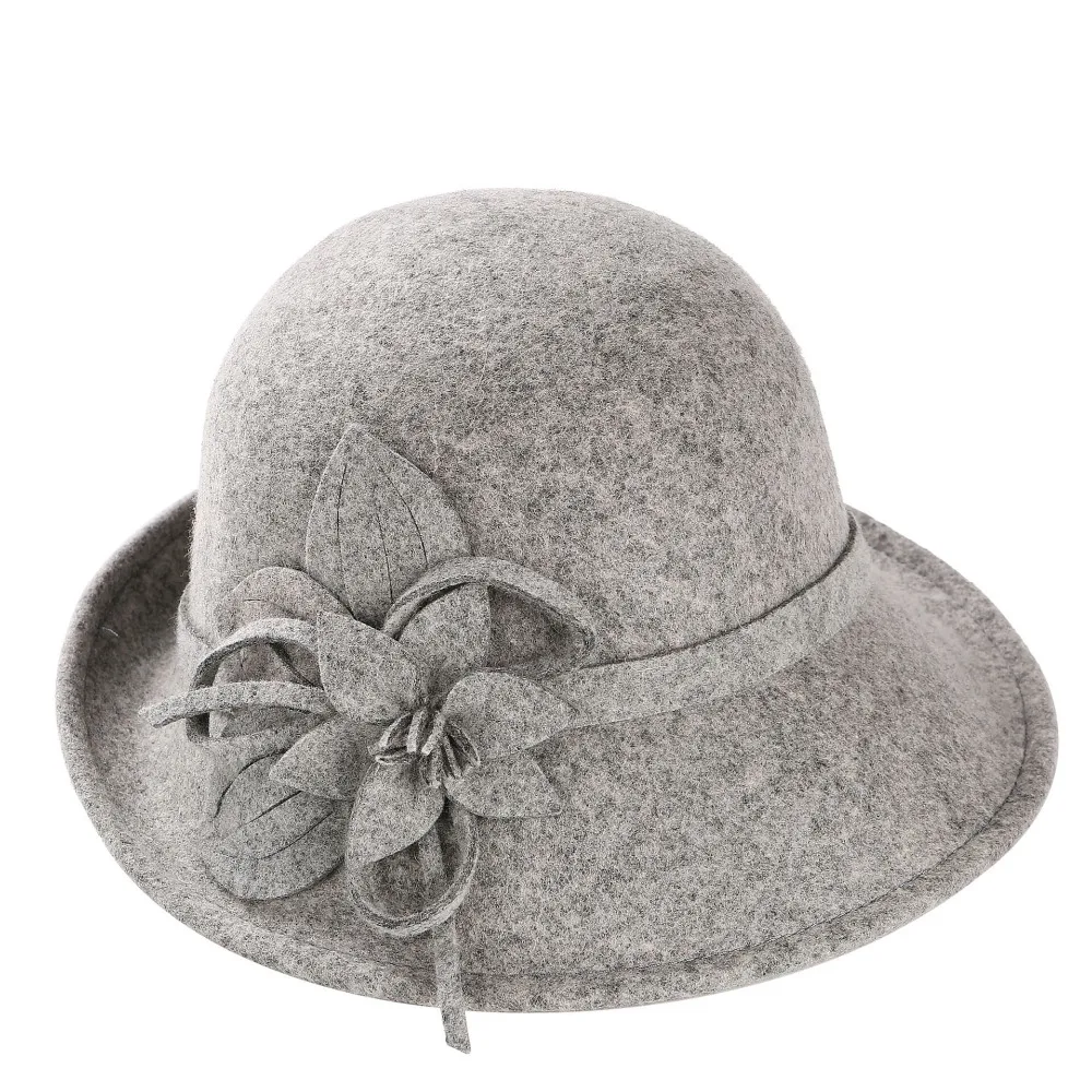 Женская шерстяная фетровая шляпа в английском стиле, черно-белая шерстяная фетровая шляпа с цветком, модная Женская шляпка в церковном стиле michel