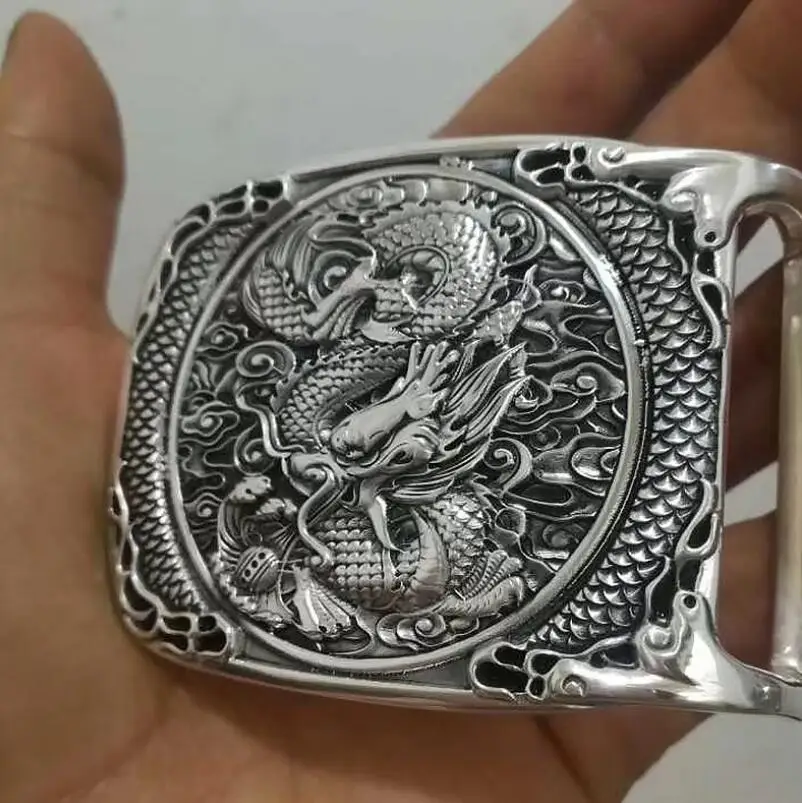 

999 Silver Belt Buckle Dragon Jewrlry
