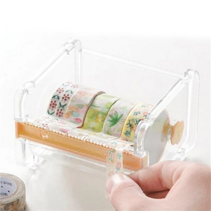 Шт. 1 шт. бежевый цвет MaskingTape резак Васи TapeStorage OrganizerCutter OfficeTape DispenserSupplies