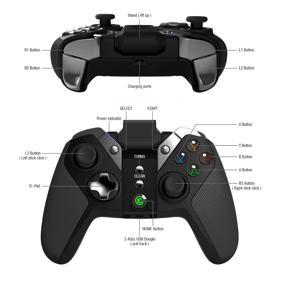 GameSir G4s Bluetooth Gamepad for Android TV BOX Smartphone Tablet 2.4Ghz Wireless Controller for PC VR Games (CN, US, ES Post)