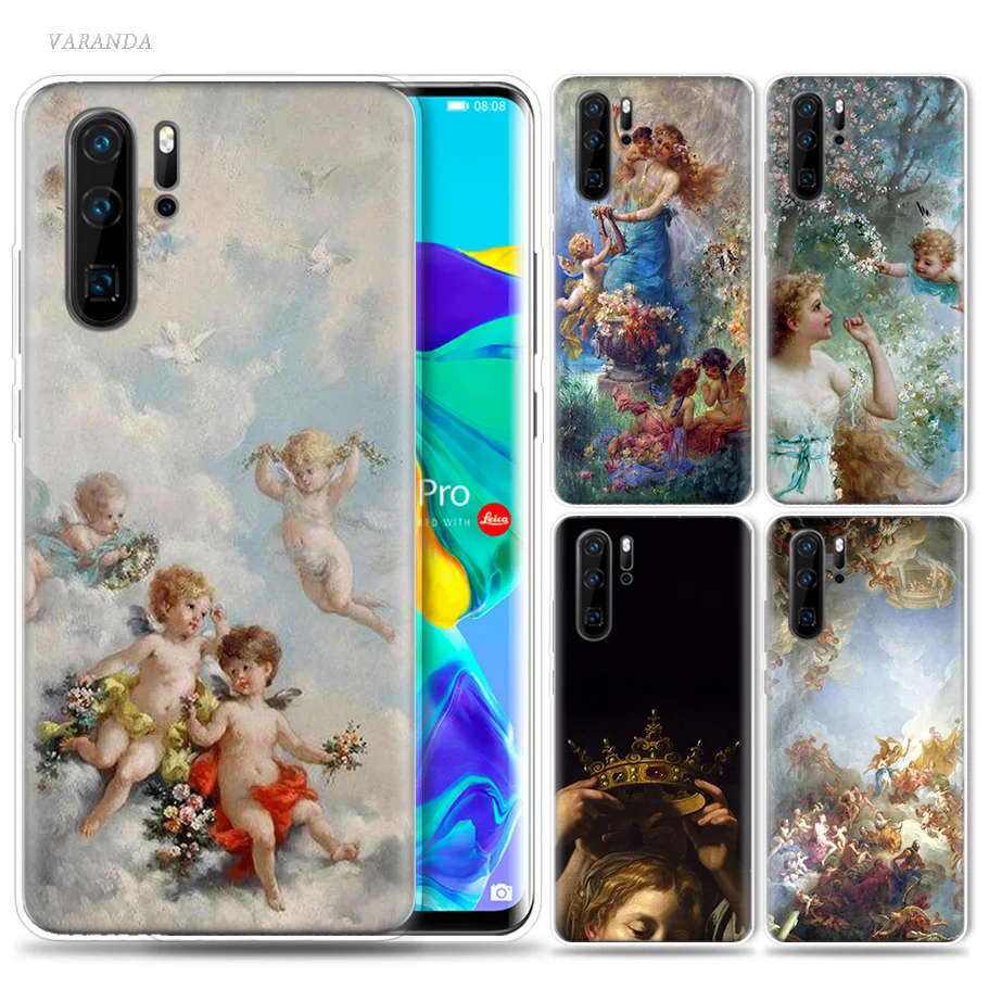 

Angel Cupid Art Paint Case for Huawei P20 P30 P Smart Z Plus 2019 P10 P9 P8 Mate 10 20 lite Pro Silicone Luxury Phone Bags Capa
