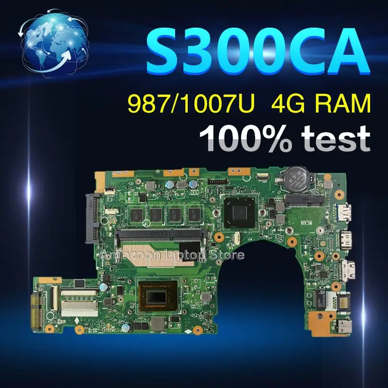 Amazoon new motherboard S300CA For ASUS S300CA S300C VivoBook Laptop motherboard S300CA mainboard 987/1007U REV2.1 4G RAM