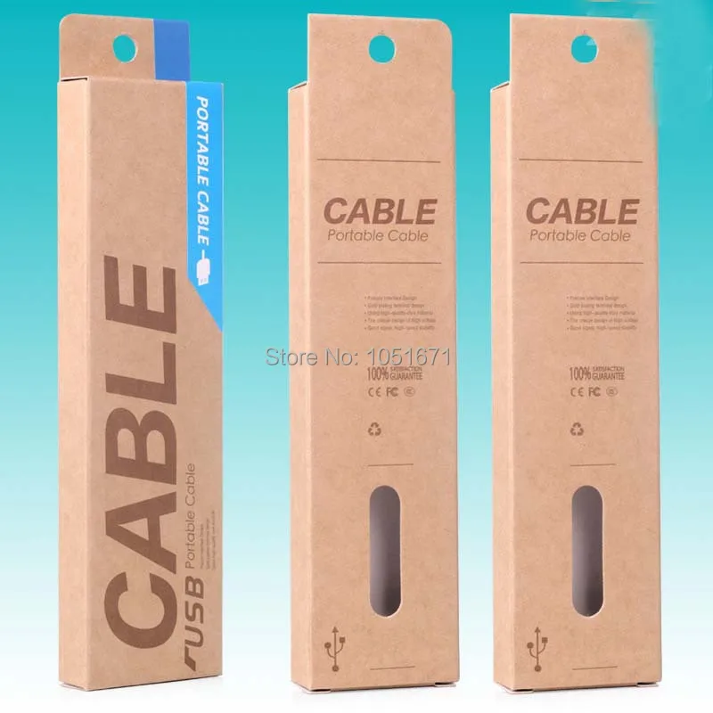 1 Meter Cable Package Kraft Paper Retail Packaging Boxes For 1M Micro