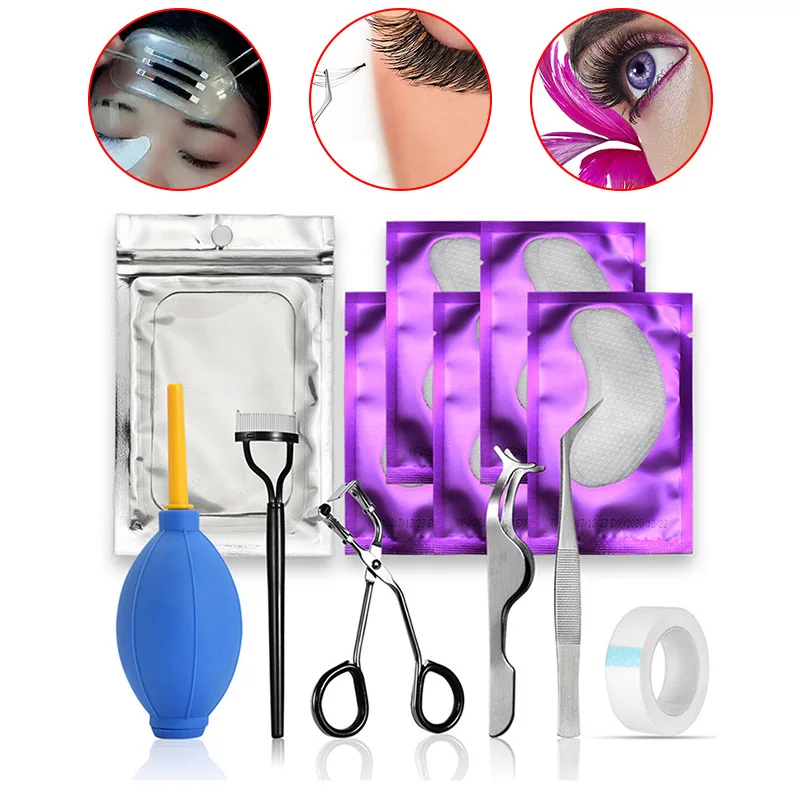 

12 Pcs/set Grafting False Eyelashes Tool For Beginner Practice Tweezers Eyelash Curler Brush Eyelash Adhesive Tape Kit