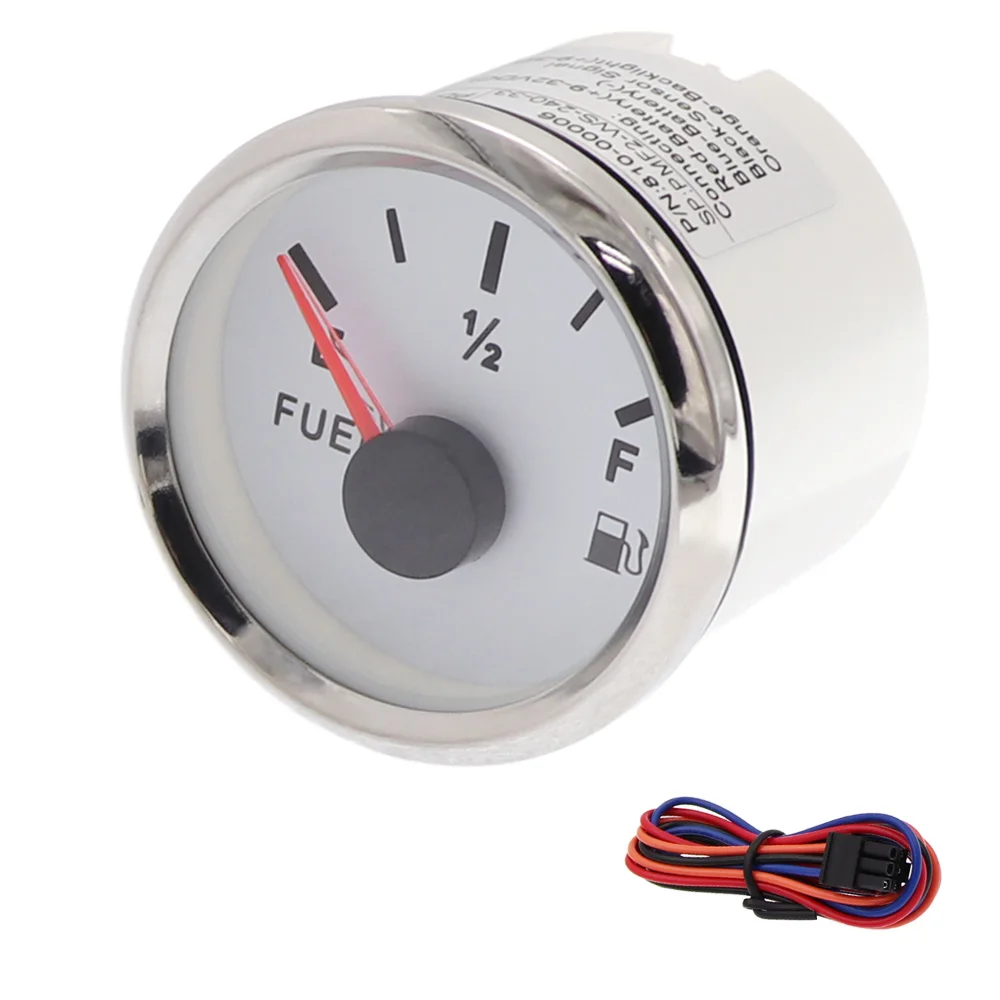 

2 Pcs Red Pointer 52mm Fuel Level Indicator E-1/2-F 240ohm 190ohm Fuel Gauge Fit Boat Car Motorcycle Fuel Level Sensor