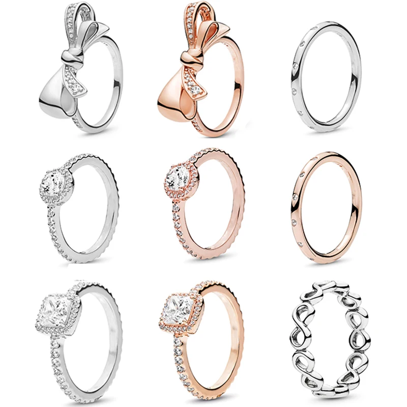 

Europe and America Carat Crystal Point drill Bow Ring Carat Princess Ring Custom Micro Inlay Zircon Female Boutique Jewelry