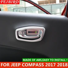 ABS Maçaneta Da Porta Interior Porta Pull Handle Bacia Capa Kit Guarnição de Moldagem DE FIBRA DE CARBONO FOSCO ESTILO Acessórios Para Jeep Compass 2017 2018