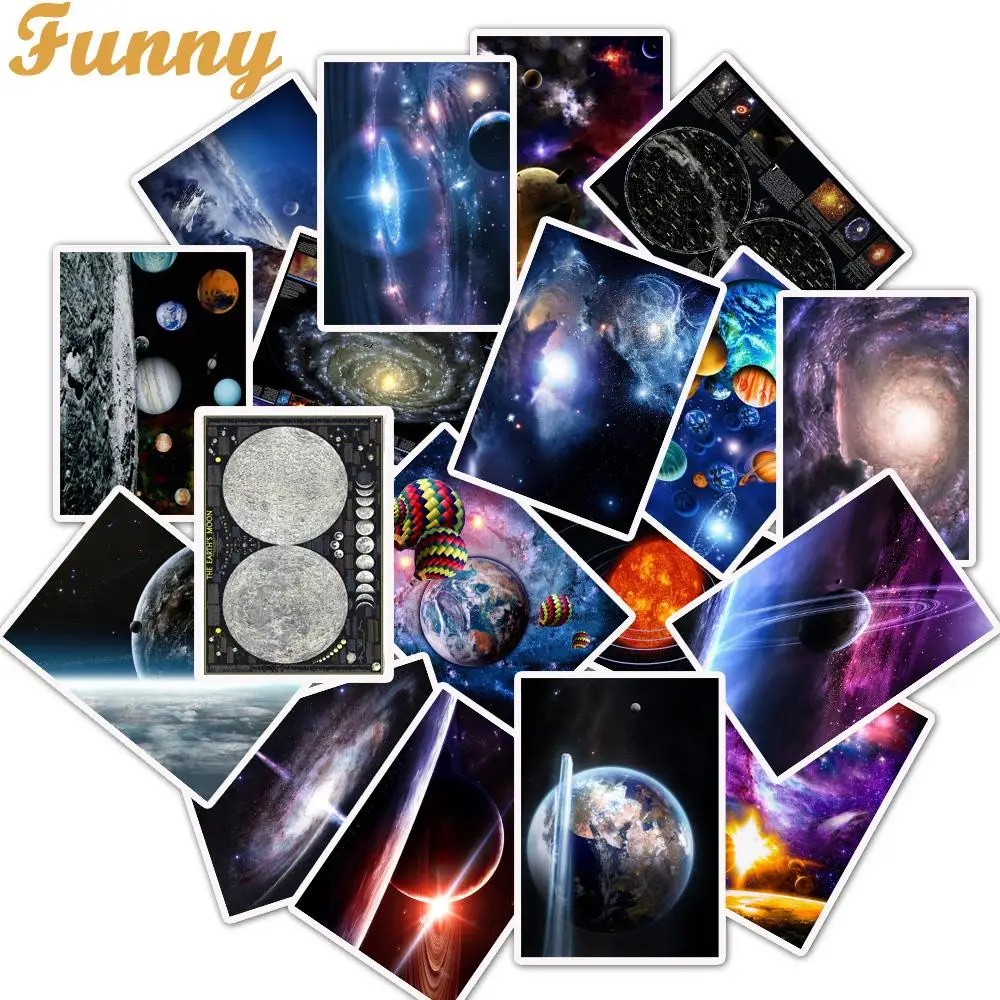 

25Pcs/Lot Earth Galaxy Solar System Stickers Space For Laptop Motorcycle Skateboard Luggage Decal Toy DIY Sticker
