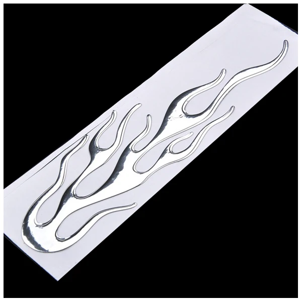 

Flames Auto Car Decal Sticker Badge 3D Flame Fire soft PVC Stickers Silver